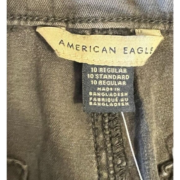 AMERICAN EAGLE Super High Rise Baggy Wide Leg Stretch Gray Cargo Pants 10 R NEW - Picture 3 of 7